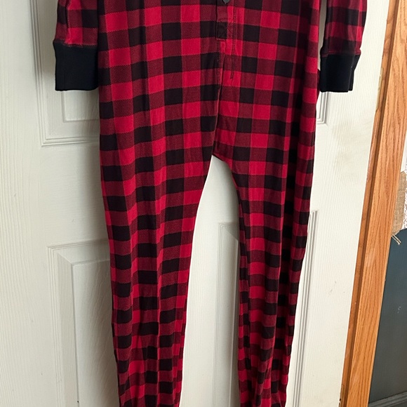 LAZY ONE red black plaid one piece PJ with flap on back - Picture 3 of 8